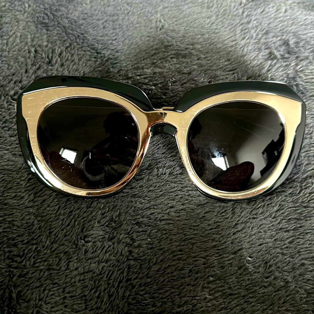 Dolce & Gabbana two tone black and gold acetate sunglasses. Style: DG5104 501/8G